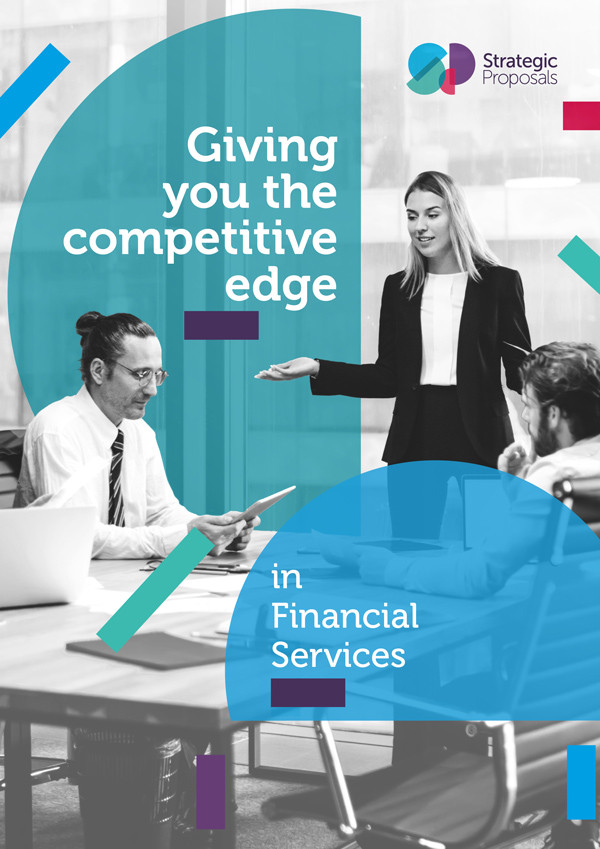 Front cover of our Financial Services brochure featuring a meeting of three professionals around a table