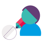 Person holding a pencil, drawing a shape