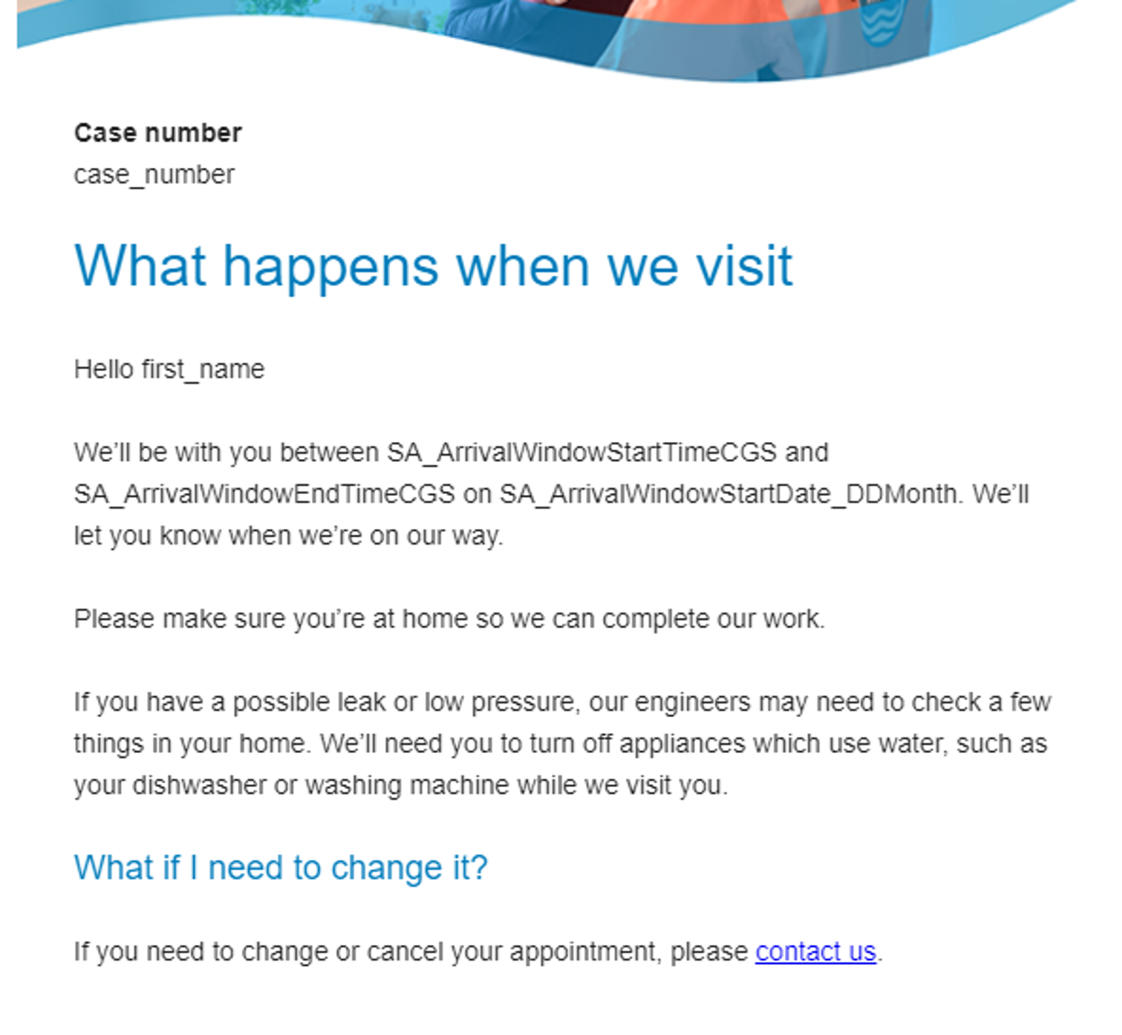 Email from Water company